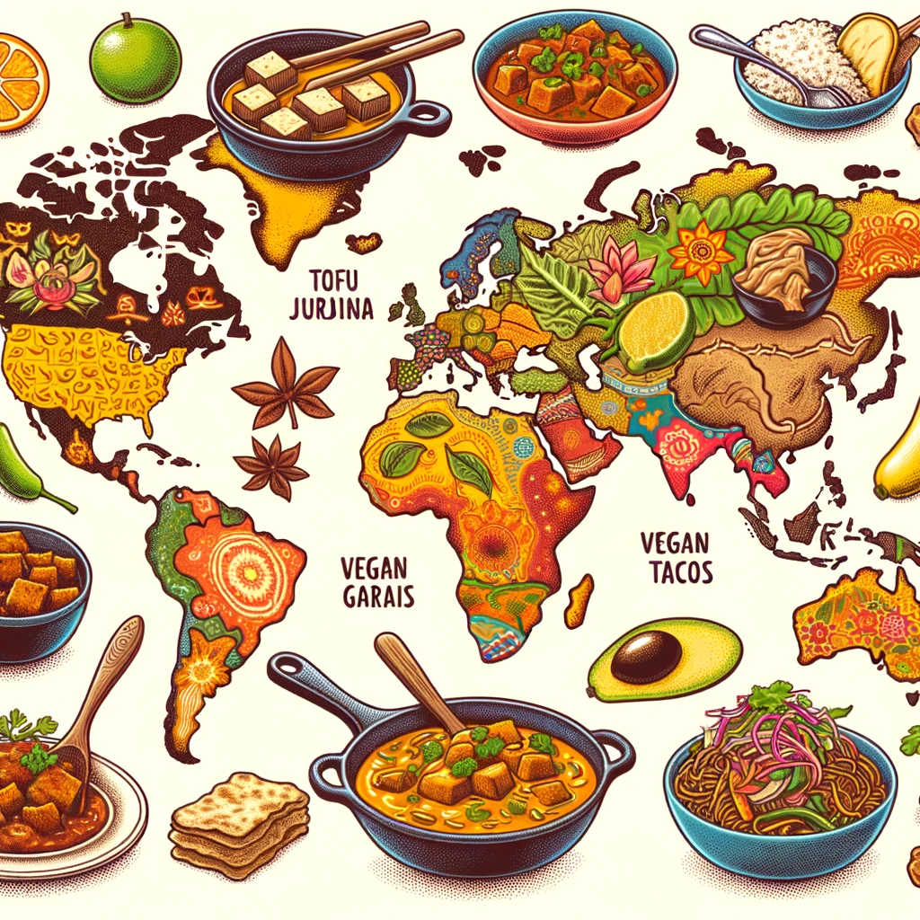 World map highlighting regions with vegan influences, showcasing the global embrace of veganism.